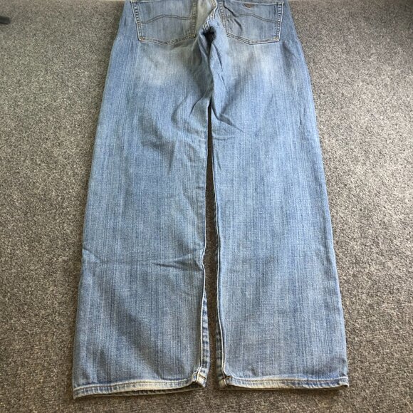 Armani J31 Jeans Mens 32x32 Blue Stretch Logo Emblem Straight Regular Fit Denim - Picture 14 of 15